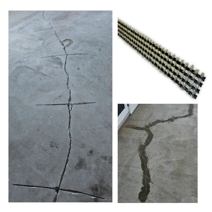 Crack repair with carbon-fiber stitches and mender
